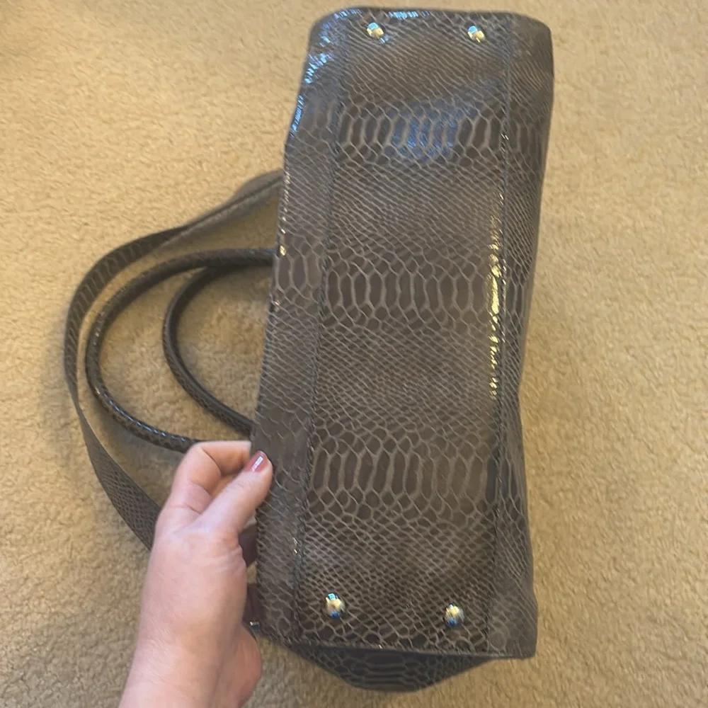 MICHAEL KORS | Python embossed‎ hamilton handbag in pewter - EUC